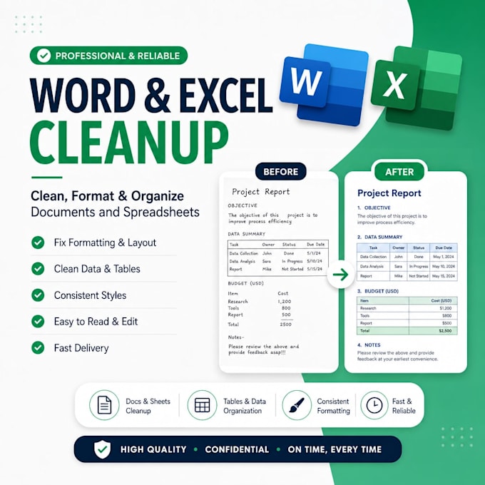 clean, fix, format, and repair your word or excel documents