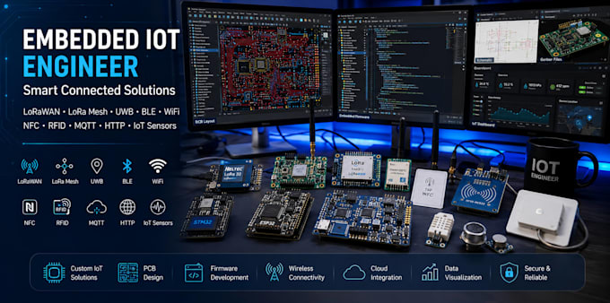 develop lorawan, lora mesh, uwb, ble, wifi, nfc, rfid and iot solutions