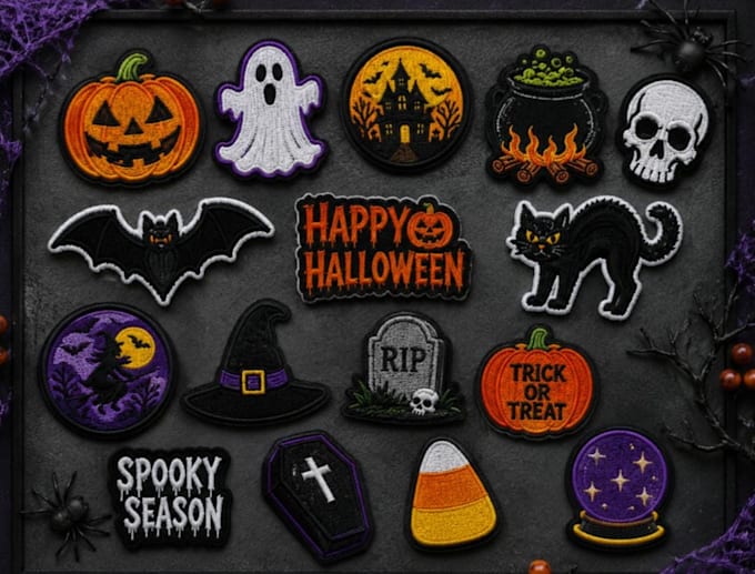 make custom halloween embroidery patches, spooky iron on and sew on patches