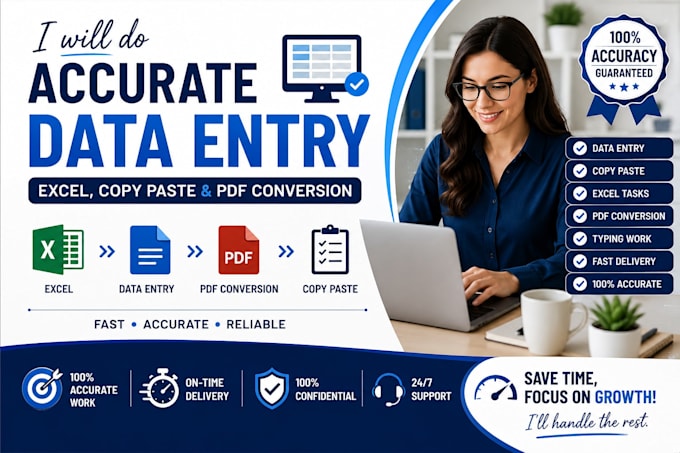 do accurate data entry, excel, copy paste and PDF conversion