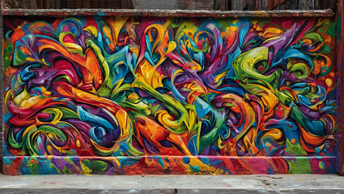 paint graffiti art on the street wall