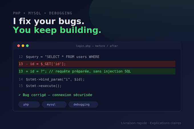 fix your PHP mysql bugs and errors quickly