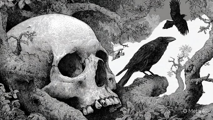 draw professional black and white ink illustration
