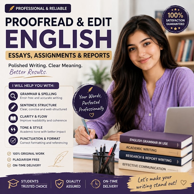 proofread and edit english essays, assignments, and reports