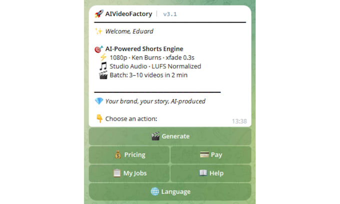 develop a professional telegram bot with ai and payment integration