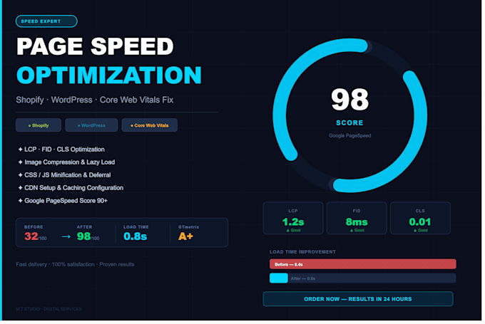 shopify page speed optimization fix core web vitals wordpress speed optimization