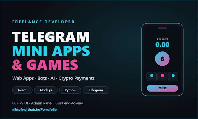 build a telegram mini app, game or bot with a clean modern UI