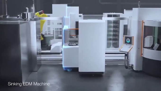 create 3d industrial machine and factory automation animation