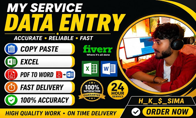 do accurate data entry, excel, copy paste and typing