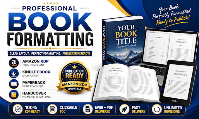 do professional book formatting for amazon KDP, ebook and paperback