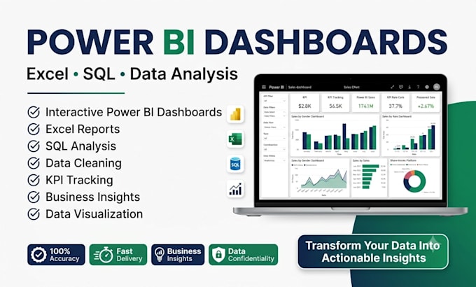 create power bi dashboards, excel reports, and perform sql data analysis