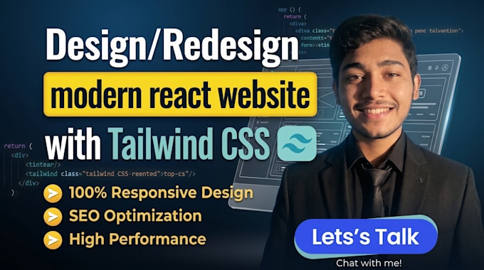 design and develop a modern react website with tailwind CSS