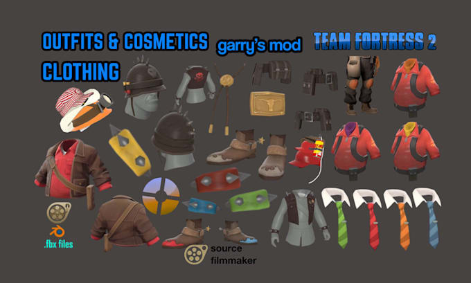 make source engine props, outfits, assets and weapons for tf2, sfm, gmod, cs2