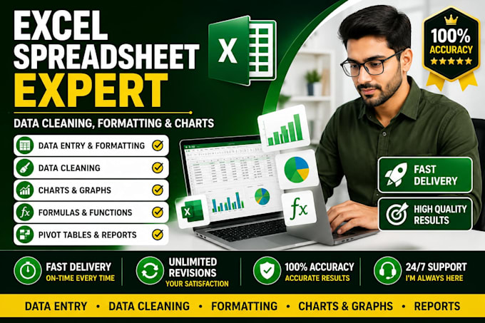 do excel data entry data cleaning formating and spreadsheet