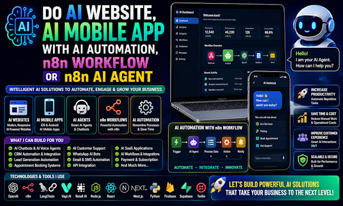do ai mobile app development, android ios app, saas app, ai software developer