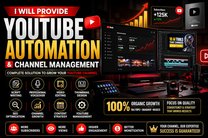 provide complete youtube automation and channel management services