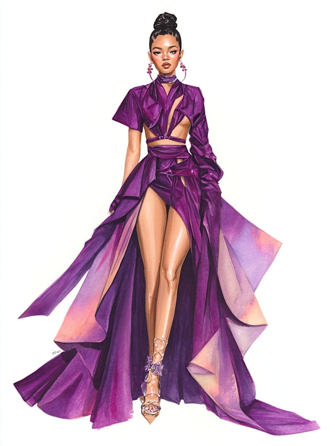 create custom fashion illustrations, clothing sketches