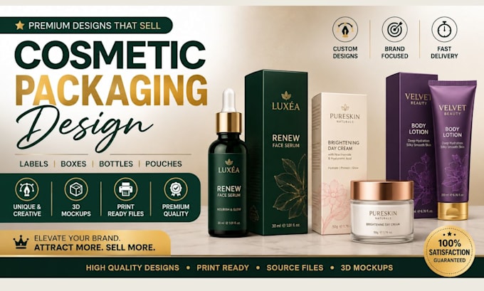 design cosmetic packaging, product packaging and label design