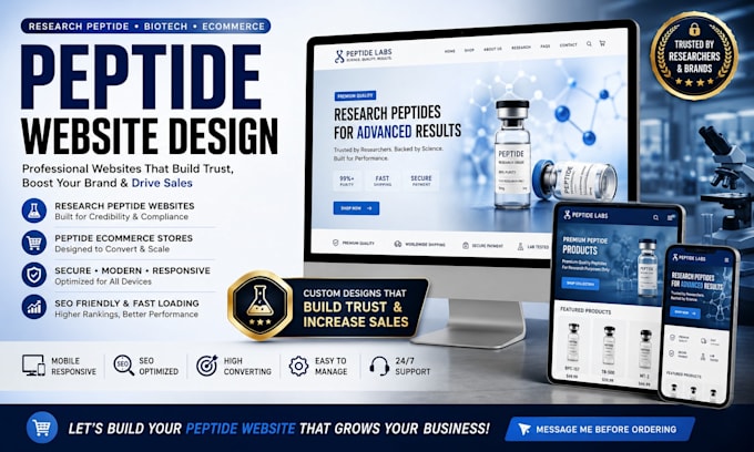 build peptide website research peptide biotech website peptide ecommerce store