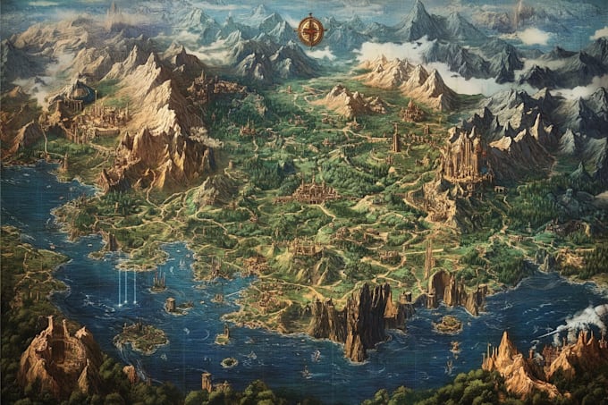 make fantasy map illustration for  novels and games