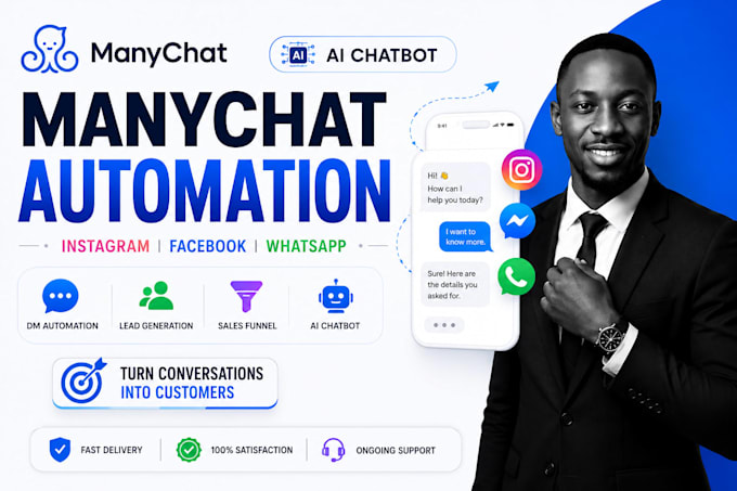 build manychat automation, instagram dm chatbot, whatsapp ai chatbot