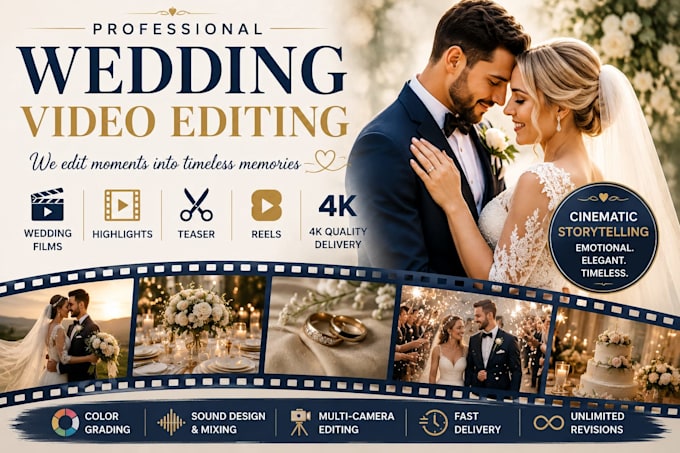 do cinematic wedding video editing highlights teaser and film
