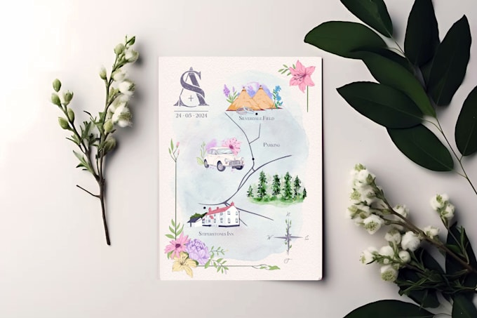 design a custom illustrated wedding map