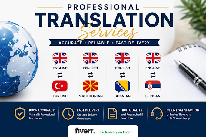 professionally translate english,turkish, bosnian, serbian, and macedonian