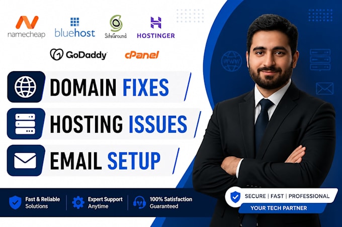 fix all technical domain, hosting and email issues