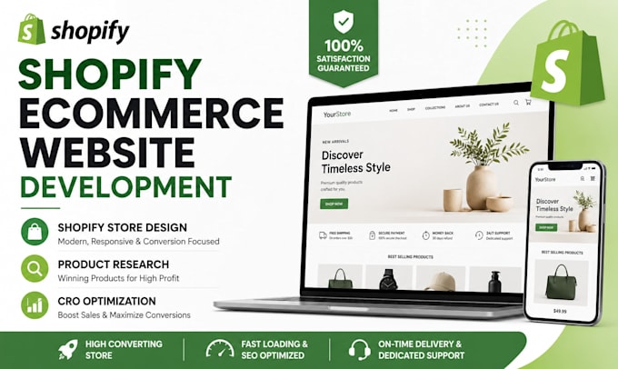 shopify ecommerce website development shopify store design product research cro