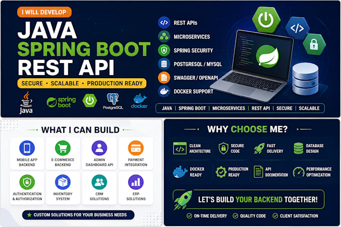 develop java spring boot rest apis and microservices