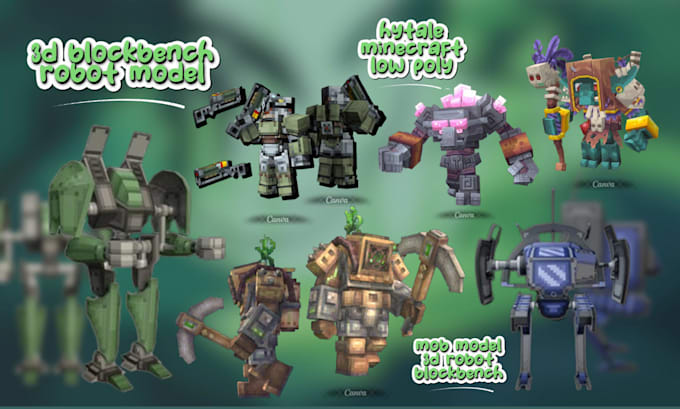create lowpoly 3d blockbench mob, blockbench weapon, minecraft hytale blockbench