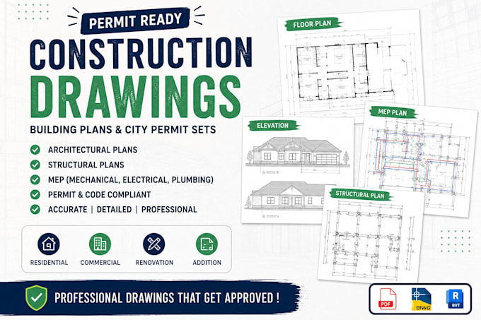 create permit ready construction drawings, building plans, city permit sets