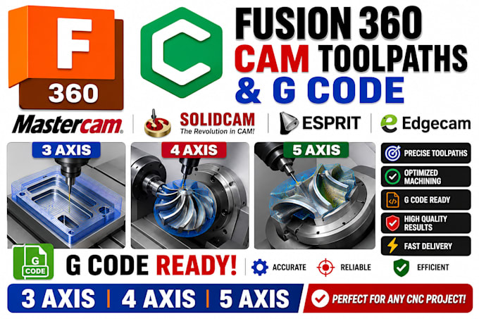 do toolpaths and g code for 4axis and 5axis cam cnc machine in fusion 360