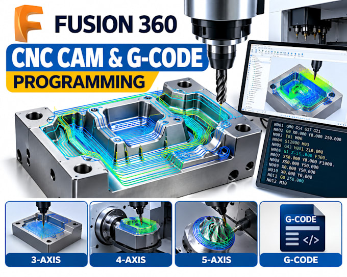 create 3, 4 and 5 axis cnc cam toolpaths and g code