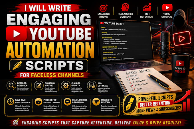 write engaging youtube automation scripts for faceless channels