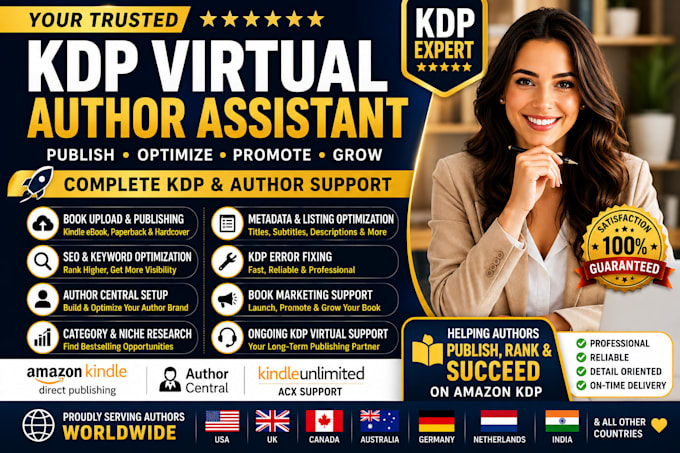 be amazon KDP virtual assistant, author assistant for kindle book publishing