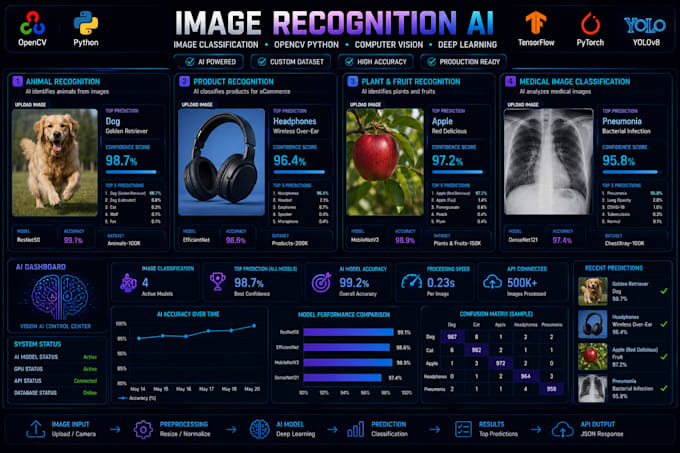 develop image recognition, image classification, opencv python computer visision