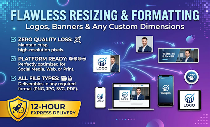 resize image, logo, banner any custom size or format