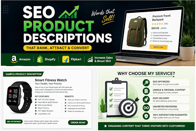 seo product descriptions for amazon and shopify