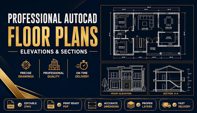 create autocad floor plans, elevations and sections