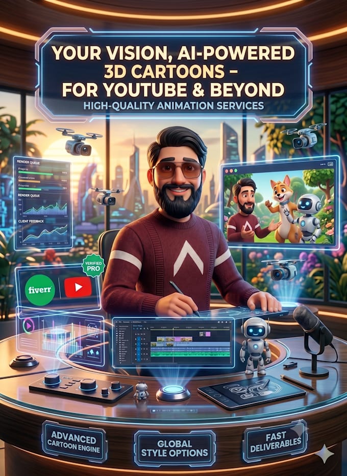 create ai powered 3d cartoon videos for youtube