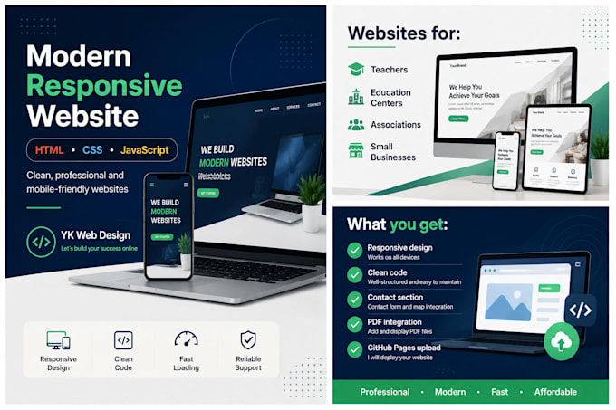 create a modern responsive website with HTML CSS and javascript