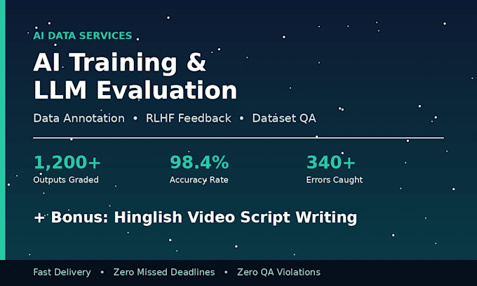 do ai training, llm evaluation, data entry, and hinglish video script writing