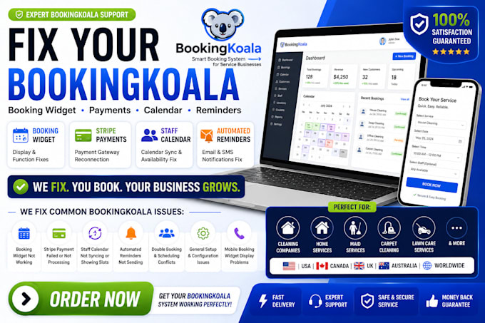 setup fix bookingkoala booking widget stripe staff calendar sync issues expert