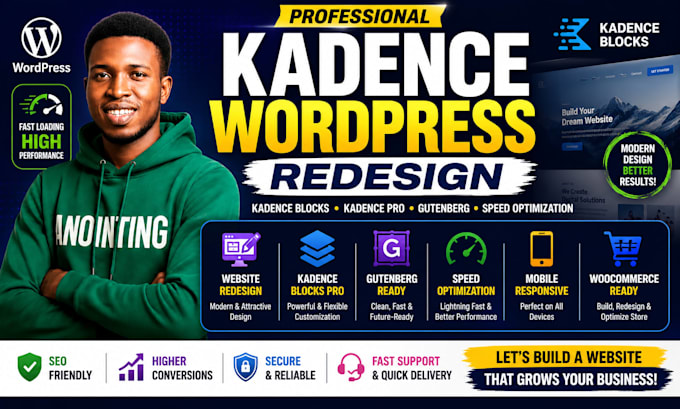 redesign wordpress website with kadence blocks pro gutenberg speed optimization
