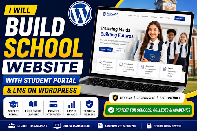 build school website with student portal lms using wordpress and learndash