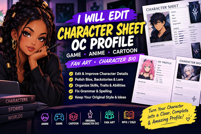 edit character sheet oc profile game anime cartoon fan art character bio