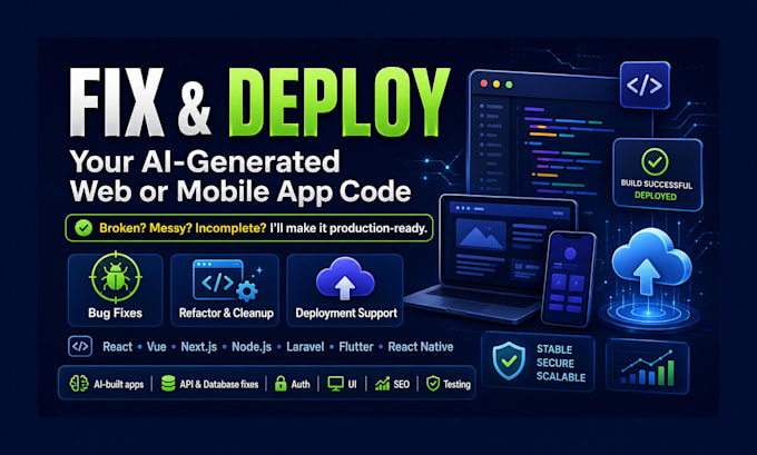 fix and deploy your ai generated web or mobile app code