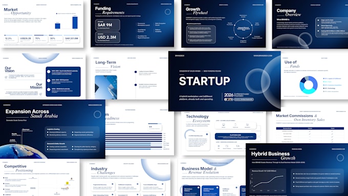 design premium investor ready pitch deck for fundraising